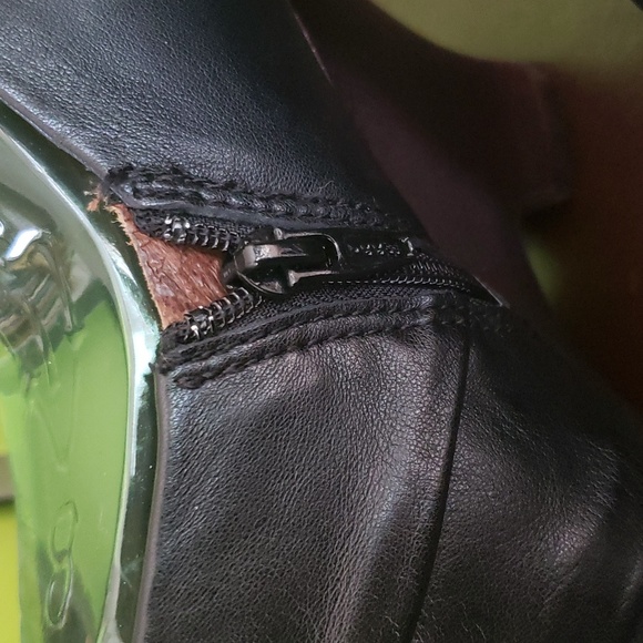 Naya for Anthropologie Black Genesis Leather Peep Toe Wedge Sandals NWT Size 8 - Picture 5 of 13